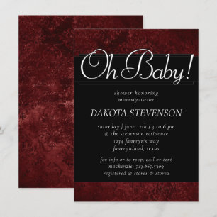 Ruby Crimson Red   Classic Grunge Oh Baby shower Kaart