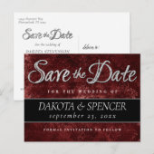 Ruby Crimson Red | Classic Grunge Save the Date Aankondigingskaart (Voorkant / Achterkant)