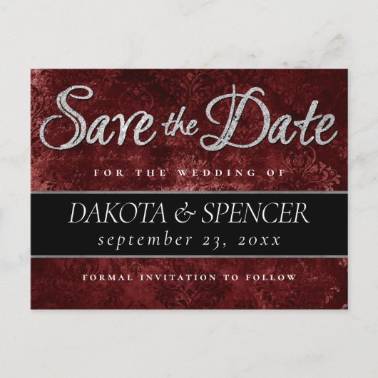 Ruby Crimson Red | Classic Grunge Save the Date Aankondigingskaart (Voorkant)