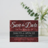 Ruby Crimson Red | Classic Grunge Save the Date Aankondigingskaart (Staand voorkant)