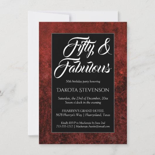 Ruby Crimson Red | Klassieke grunge 50 en Fabulous Kaart (Voorkant)
