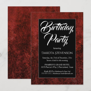 Ruby Crimson Red   Klassieke Grunge Birthday Kaart