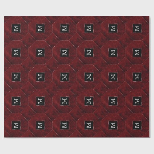 Ruby Crimson Red | Klassieke Grunge Monogram Cadeaupapier (Vlak)