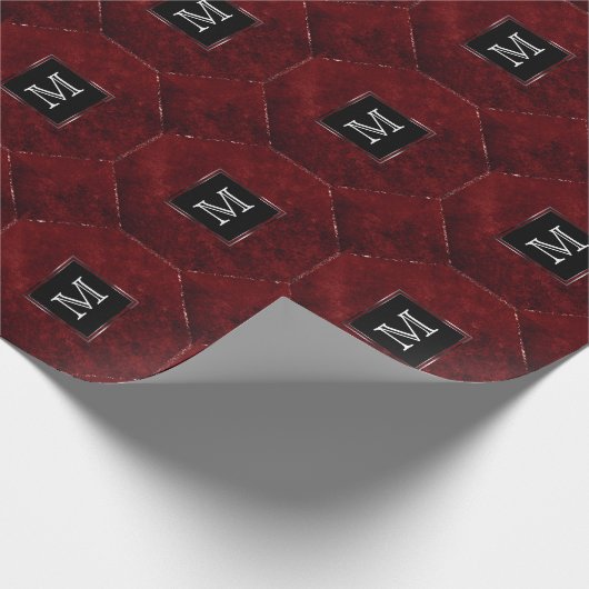 Ruby Crimson Red | Klassieke Grunge Monogram Cadeaupapier (Hoek)