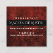 Ruby Crimson Red | Klassieke Grunge Monogram Vierkante Visitekaartje (Achterkant)