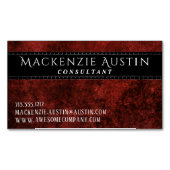 Ruby Crimson Red | Klassieke Grunge Professional Magnetisch Visitekaartje (Voorkant)