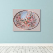 Ruby Crowned Kinglet 16x20" Canvas Afdruk (Insitu (Houten vloer))