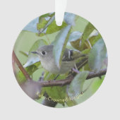 Ruby-crowned Kinglet Bird Ornament with Place Year (voorkant)