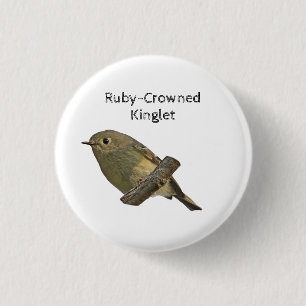 Ruby-Crowned Kinglet Ronde Button 3,2 Cm