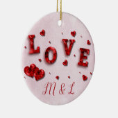 Ruby Crystal Love and Hearts Initiaal Ornament (Rechts)