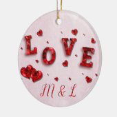 Ruby Crystal Love and Hearts Initiaal Ornament (Links)