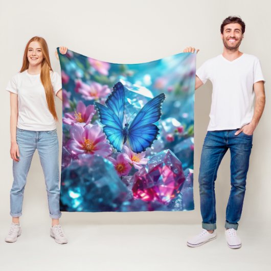 Ruby Crystals Garden Butterfly Fleece Deken (In situ)