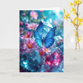 Ruby Crystals Garden Butterfly Wenskaart Kaart (Gele Bloem)