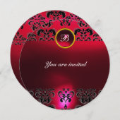 RUBY DAMASK EDELSTEEN MONOGRAM zwart rood bordeaux Kaart (Voorkant / Achterkant)