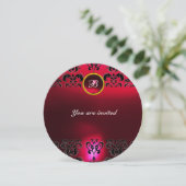 RUBY DAMASK EDELSTEEN MONOGRAM zwart rood burgundy Kaart (Staand voorkant)