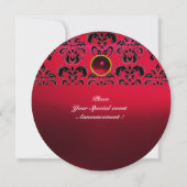 RUBY DAMASK EDELSTEEN MONOGRAM zwart rood burgundy Kaart (Achterkant)