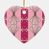 Ruby Deco Stripe Keramisch Ornament (Achterkant)