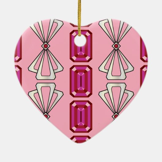 Ruby Deco Stripe Keramisch Ornament (Achterkant)