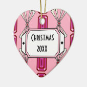 Ruby Deco Stripe Keramisch Ornament (Links)