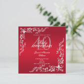 Ruby decoratie 40ste huwelijksverjaardag kaart (Staand voorkant)