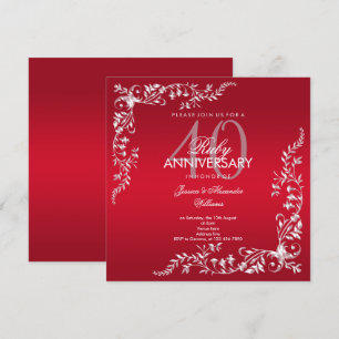 Ruby decoratie 40ste huwelijksverjaardag kaart