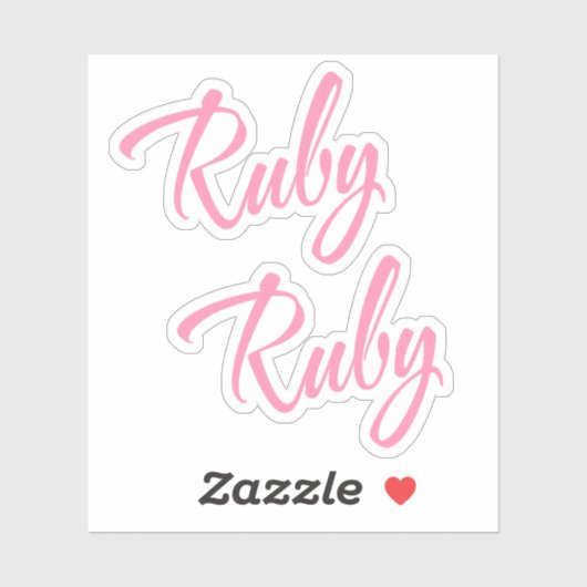 Ruby Decoratieve Naam in Roze x2 Sticker (Vel)