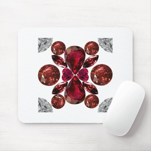 Ruby & Diamond Gemstone Art Red Muismat (Met muis)