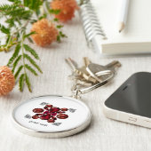 Ruby & Diamond Gemstone Art Red Sleutelhanger (Zijkant)