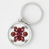 Ruby & Diamond Gemstone Art Red Sleutelhanger (Voorkant)