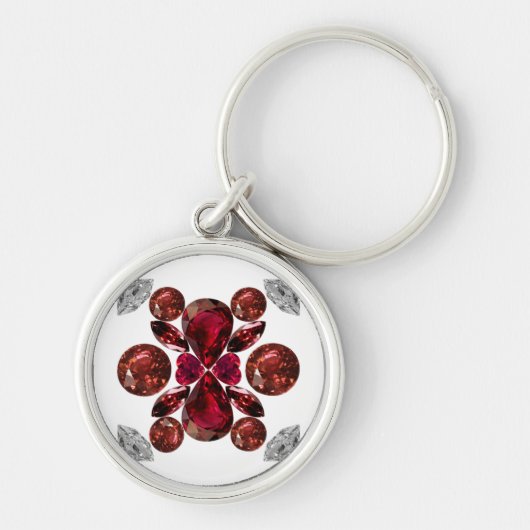 Ruby & Diamond Gemstone Art Red Sleutelhanger (Voorkant)