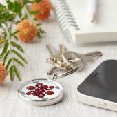 Ruby & Diamond Gemstone Art Red Sleutelhanger (Zijkant)