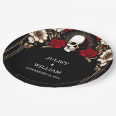 Ruby Dikke Claret Wit Hart Rood Zwart Bruiloft Papieren Bordje (Gekanteld)