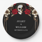 Ruby Dikke Claret Wit Hart Rood Zwart Bruiloft Papieren Bordje (Voorkant)