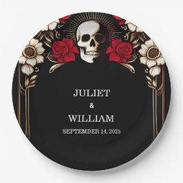 Ruby Dikke Claret Wit Hart Rood Zwart Bruiloft Papieren Bordje