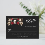 Ruby Dikke Claret Wit Hart Rood Zwart Bruiloft RSVP Kaartje (Staand voorkant)