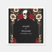 Ruby Dikke Claret Wit Hart Rood Zwart Bruiloft Servet (Voorkant)