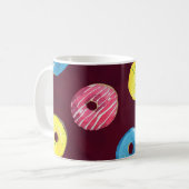 Ruby Donuts: Waterverf Naadloos Patroon. Koffiemok (Voorkant links)