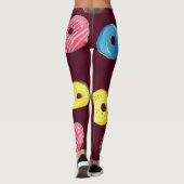 Ruby Donuts: Waterverf Naadloos Patroon. Leggings (Achterkant)