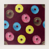 Ruby Donuts: Waterverf Naadloos Patroon. Legpuzzel (Horizontaal)