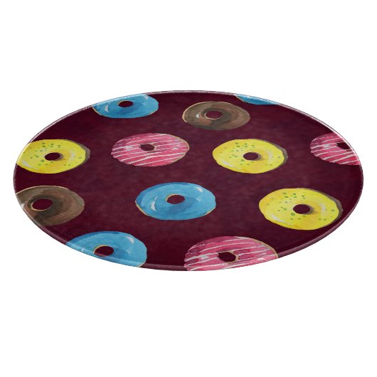 Ruby Donuts: Waterverf Naadloos Patroon. Snijplank (Hoek)