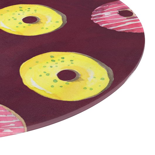 Ruby Donuts: Waterverf Naadloos Patroon. Snijplank (Hoek)