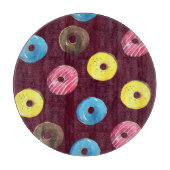 Ruby Donuts: Waterverf Naadloos Patroon. Snijplank (Voorkant)