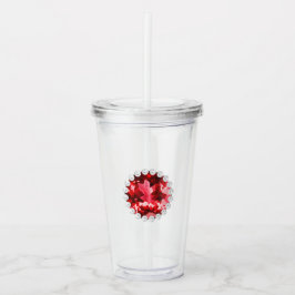 Ruby edelsteen en parels acryl drinkbeker