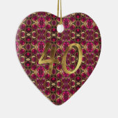 Ruby Edelsteen Pattern 40e bruiloft Jubileum Keramisch Ornament (Rechts)