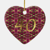 Ruby Edelsteen Pattern 40e bruiloft Jubileum Keramisch Ornament (Achterkant)