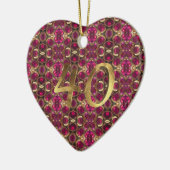 Ruby Edelsteen Pattern 40e bruiloft Jubileum Keramisch Ornament (Links)