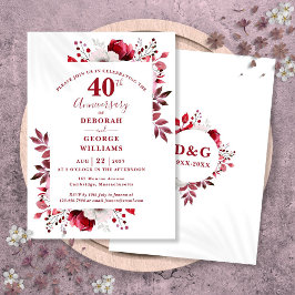 Ruby Elegant Bloem 40e trouwdag Kaart