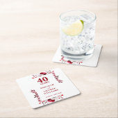 Ruby Elegant Floral 40ste bruiloft Jubileum Kartonnen Onderzetters (Insitu)