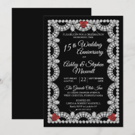 Ruby- en diamanten 15e huwelijksjubileumfeestje kaart