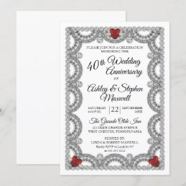 Ruby en Diamanten 40-jarig huwelijksfeestfeestje Kaart